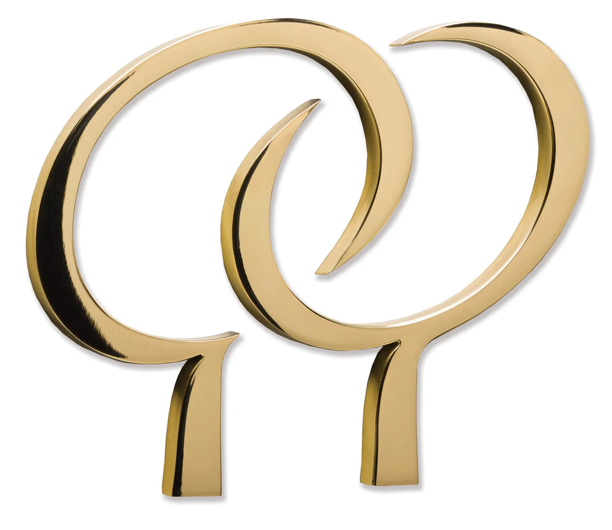 A sign with polished brass sign elements.