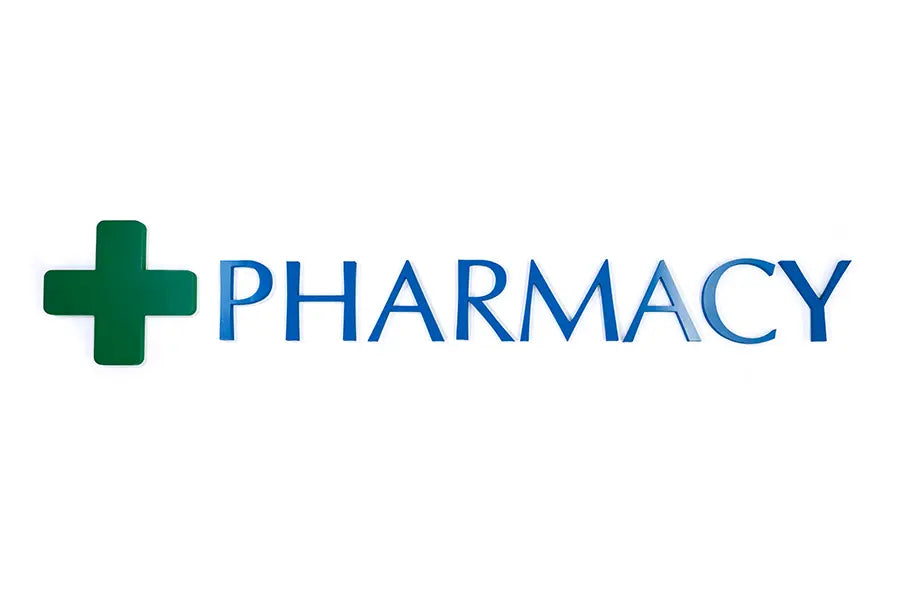 Pharmacy sign with plastic PVC sign letters.