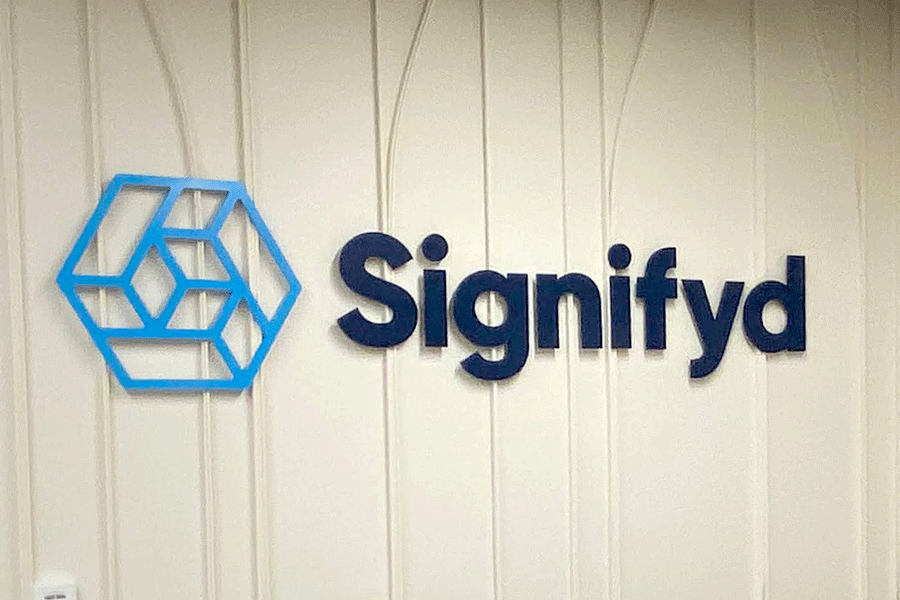 Lobby sign in with plastic PVC sign letters and shapes.