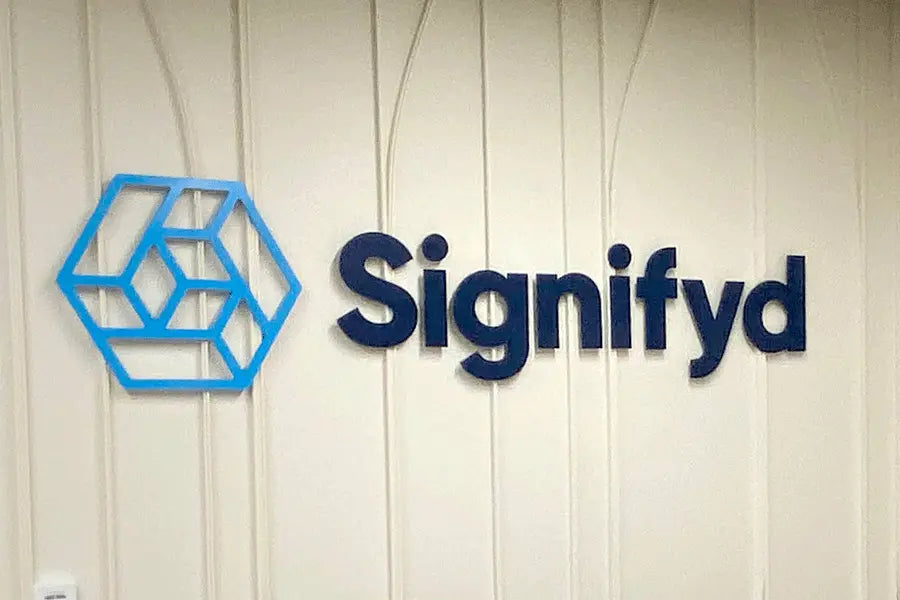 Lobby sign in with plastic PVC sign letters and shapes.