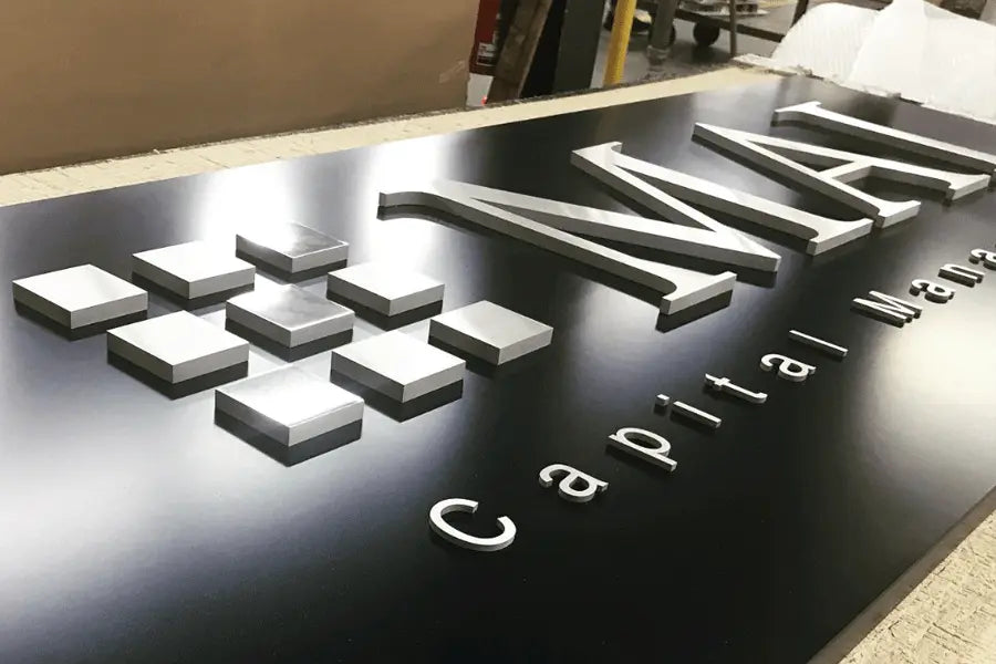 Polished stainless steel sign letters