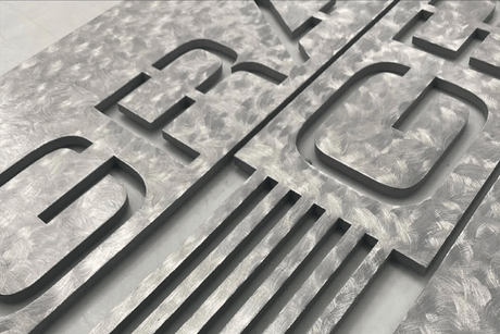 Flat Cut Random Arc Finish Aluminum sign