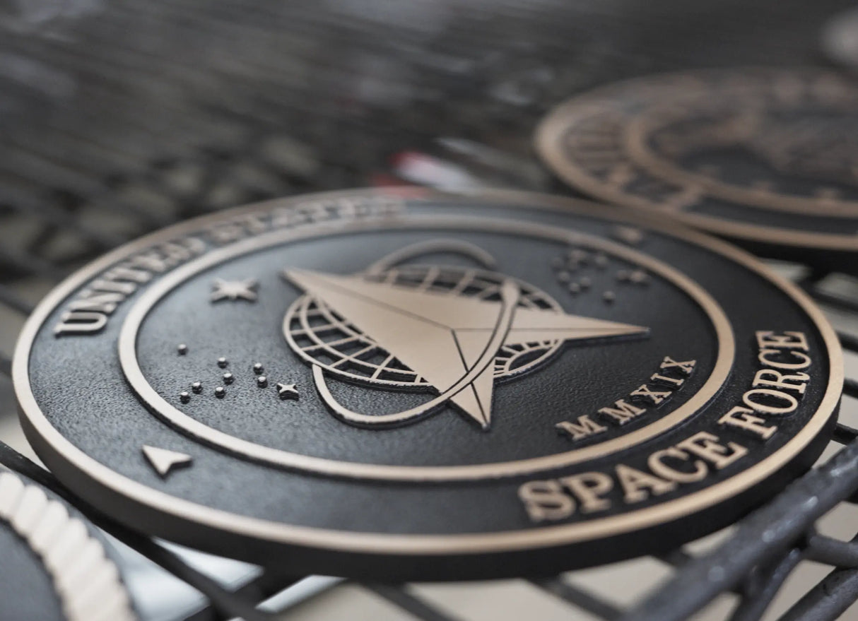 Solid cast division 10 BAA & BABA certified architectural bronze US Space Force seal
