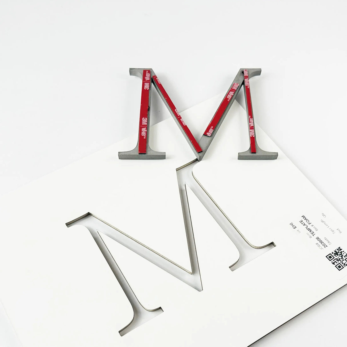 Stainless steel division 10 architectural sign letter with double-sided tape on mounting template