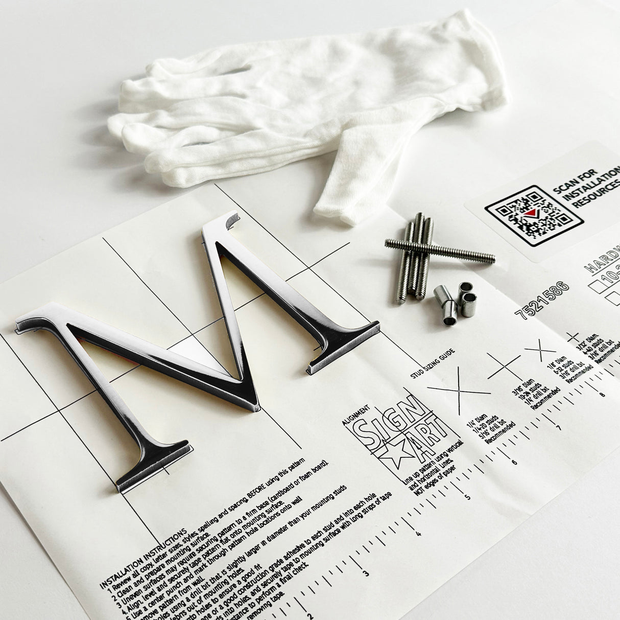 Polished solid 316 stainless steel division 10 architectural sign letter with back stud mounting template and hardware