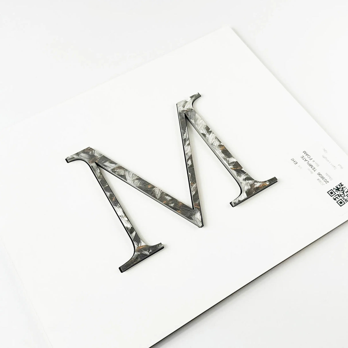 Random arc brushed stainless steel division 10 architectural sign letter with double-sided tape on mounting template