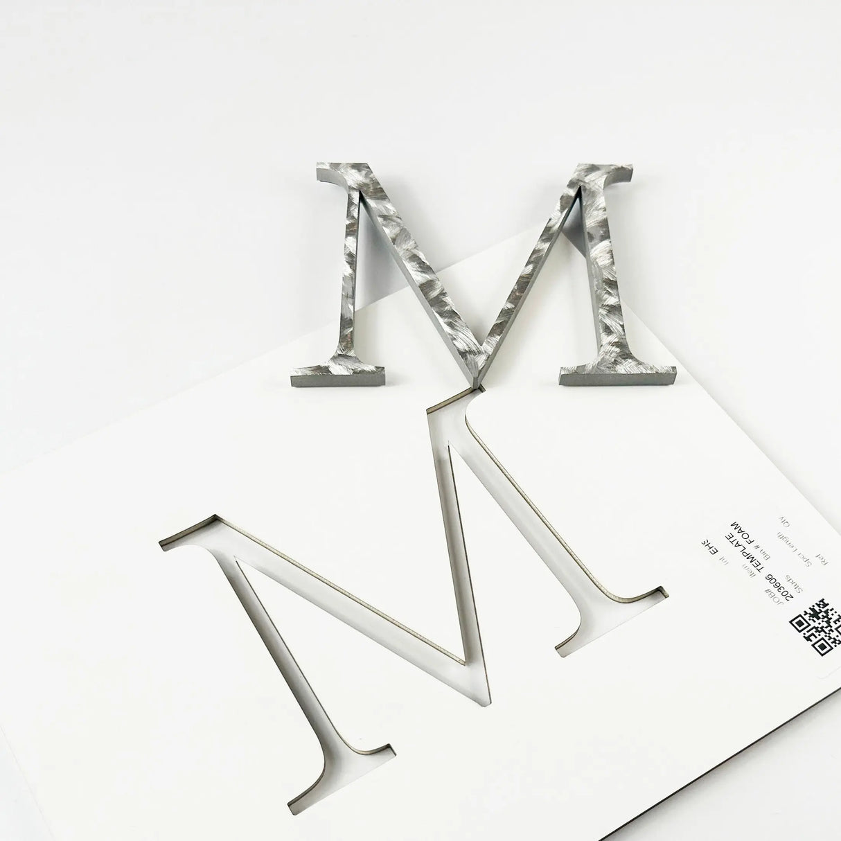 Random arc brushed stainless steel division 10 architectural sign letter with double-sided tape on mounting template