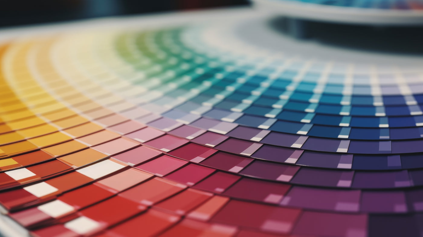 Color swatch chart with a gradient of colors