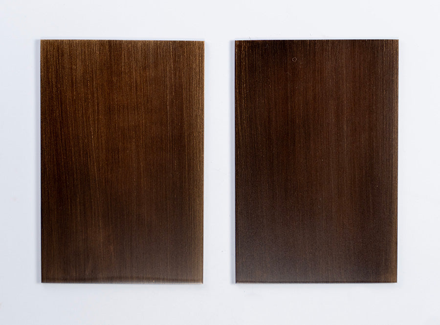 Dark aged brass finish samples.