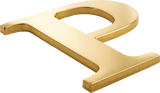 Solid brass letter P with a polished face and brushed returns.