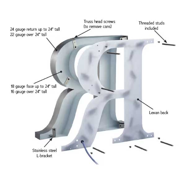 Back Lit Painted Aluminum Channel Letters & Numbers