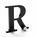 Black anodized aluminum sign letter R.