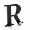 Black anodized aluminum sign letter R.