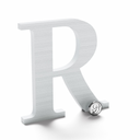 Clear anodized aluminum sign letter R.