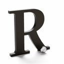 Dark bronze anodized aluminum sign letter R.