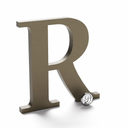 Light bronze anodized aluminum sign letter R.