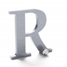 Orbital brushed aluminum sign letter R.