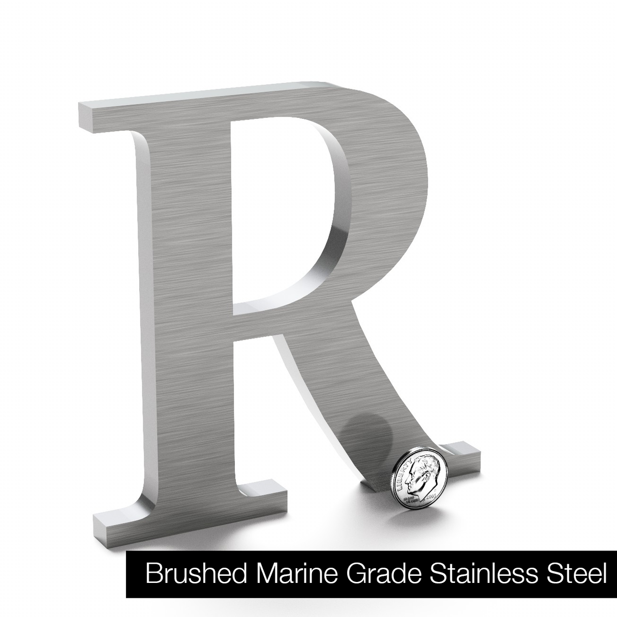Brushed Marine Grade Stainless Steel Sign Letters & Numbers