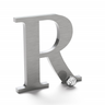 Brushed stainless steel letter R.