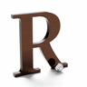 Aged copper sign letter R.