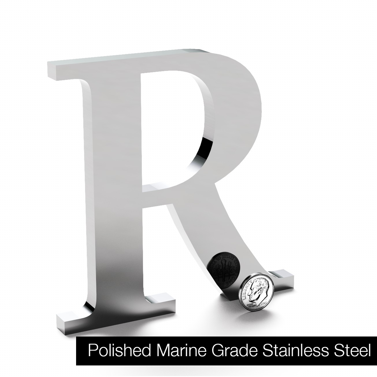 Polished Marine Grade Stainless Steel Sign Letters & Numbers
