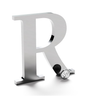 Flat cut marine-grade stainless steel letter R with a polished finish.