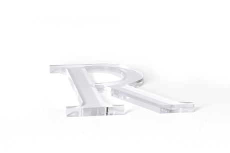 Clear acrylic flat cut letter R