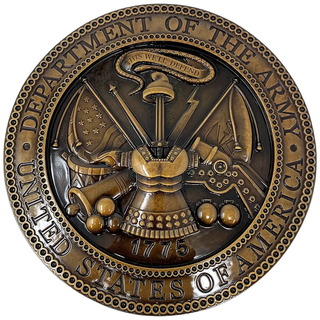 Solid cast division 10 BAA & BABA certified architectural sculpted bronze US Army seal