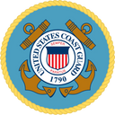 Seal of the United States Coast Guard with anchors and blue background