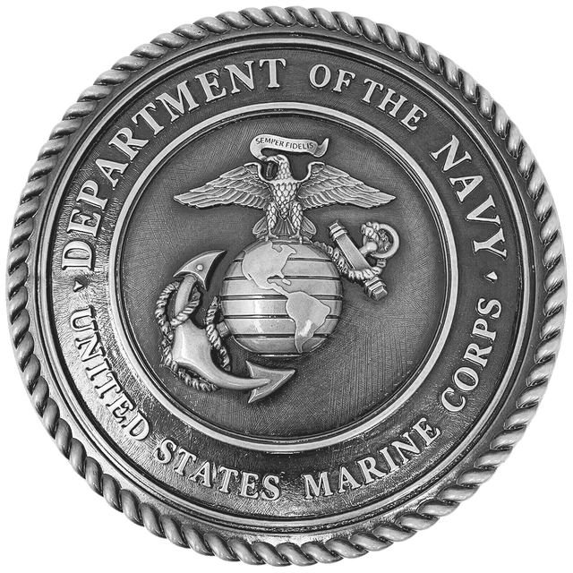Solid cast division 10 BAA & BABA certified architectural sculpted aluminum US Marine Corps seal.