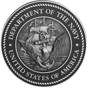 US Department of the Navy military seal in cast aluminum metal with a 3D sculpted face.