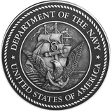 US Department of the Navy military seal in cast aluminum metal with a 3D sculpted face.