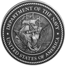 US Department of the Navy military seal in cast aluminum metal with a 3D sculpted face.