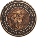 US Department of the Navy military seal in cast bronze metal with a 3D sculpted face.
