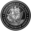 US Department of the Navy military seal in tooled aluminum metal.