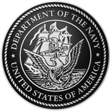 US Department of the Navy military seal in tooled aluminum metal.