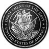 US Department of the Navy military seal in tooled aluminum metal.
