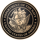 US Department of the Navy military seal in tooled bronze metal.