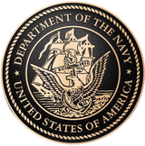 US Department of the Navy military seal in tooled bronze metal.
