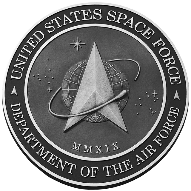 Solid cast division 10 BAA & BABA certified architectural sculpted aluminum US Space Force seal.