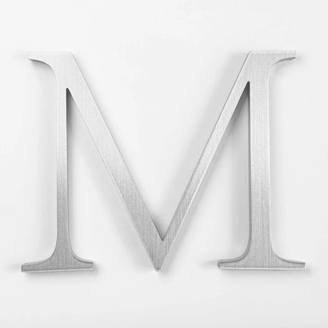 Vertically brushed solid aluminum division 10 architectural sign letter with finish closeup