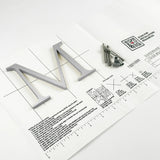 Brushed solid aluminum division 10 architectural sign letter with back stud mounting template and hardware