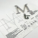 Brushed solid aluminum division 10 architectural sign letter with back stud mounting template and hardware