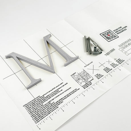 Orbital brushed solid aluminum division 10 architectural sign letter with back stud mounting template and hardware