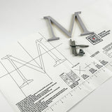 Orbital brushed solid aluminum division 10 architectural sign letter with back stud mounting template and hardware