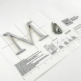 Random arc brushed solid aluminum division 10 architectural sign letter with back stud mounting template and hardware