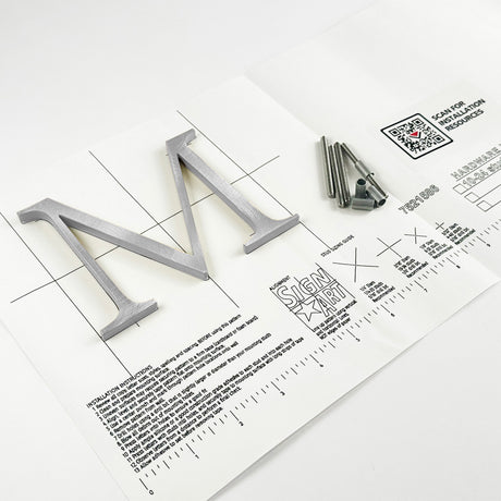 Random arc brushed solid aluminum division 10 architectural sign letter with back stud mounting template and hardware