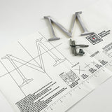 Random arc brushed solid aluminum division 10 architectural sign letter with back stud mounting template and hardware