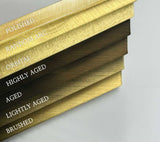 Side-by-side comparison of every finish option for solid brass division 10 architectural sign letters