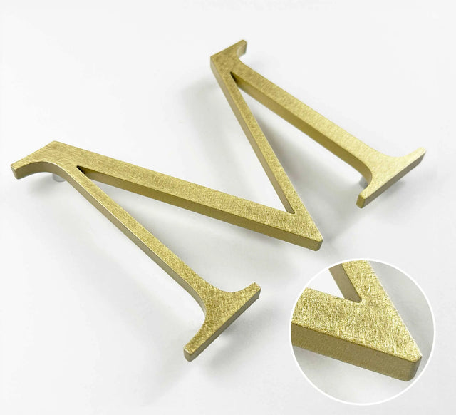 Orbital brushed solid BAA & BABA certified brass division 10 architectural sign letter with finish closeup